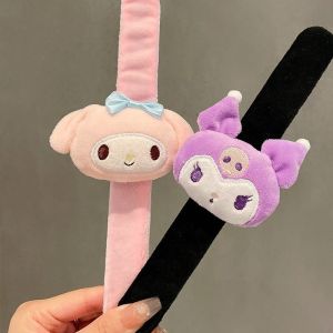Lovely Sanrio Cinnamoroll Kuromi My Melody Slap Snap Wrap Wristband Bracelet Plush Stuffed Doll Kawaii Hand Ring Wristband Kid Funny Toys