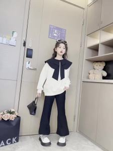 Sweatshirt Set Top & Pants 2-Piece Wide-leg Autumn Winter Suit for Girls Elementary Student Girl Clothes Childrens Clothing