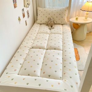 Dansunreve 5cm Foldable Tatami Mattress Cotton Dinosaur/Heart Printed Student Dormitory Mattress Topper Cushion Single/Queen/King