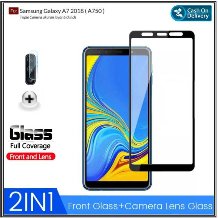 PAKET 2IN1 Full Cover Tempered Glass Samsung A7 2018 Inch