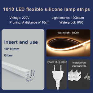 220V 10*10 Silicone Integrated LED Strip Light cuttable every 10 cm with a plug