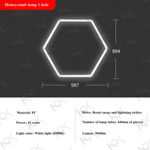 1/3/5 Holes Garage Light Hexagon Lights Lamp 220V LED Tube Honeycomb Ceiling Lighting For Auto Car Body Repair LED Workshop