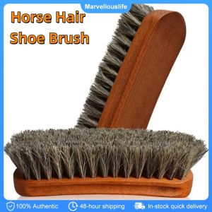 Horse Hair Shoe Brush Wood Bootpolish Cleaning Brush For Suede Nubuck Boot Polish Horsehair Leather Soft Polishing Tool