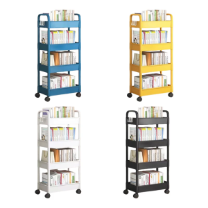 4 Tiers Storage Trolley Easy Assembly Rolling Cart Portable Organizer Rack for Camping and Outdoor Use