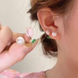 Pearl Earring Elegant Simple Tulip Earrings for Women Hypoallergenic hikaw Fashion