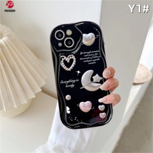 (Lokal Ready) PENGER Casing hp Realme C53 C55 C33 C31 C30 C35 C21Y C25Y C11 C20 C15 C12 C25S Realme 10 5 5i 6i C3 8 7 6Pro C2 8i 7i C17 A1KRomantis Pearl Moon 3D Wavy Curved Edge Love Heart Soft Case