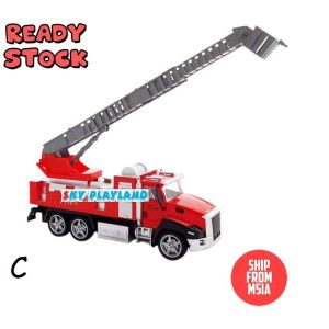 Metal Truck Fire Engine Pull-Back Diecast Play Vehicles for Kids Boys Toys Gift Mainan Kereta Budak Lelaki 合金回力儿童消防玩具车(2255)