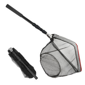 SANLIKE Aluminum Pipe Handle Telescopic Pole Rubber Coated Waterproof Nylon Net Set Foldable Portable Fishing Net Fishing Landing Net Pole
