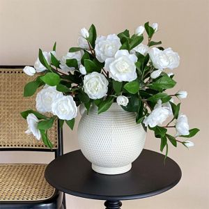 UMBRAULI Real Touch Artificial Gardenia Branches Handmade Plastic Fake Flowers Flower Arrangement Exquisite Simulation Gardenia Flowers Home Garden Decor