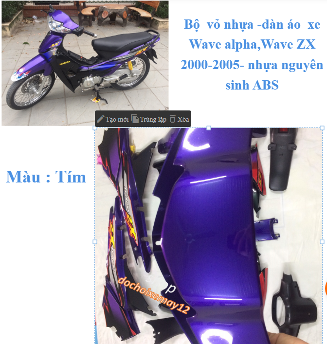 Dàn áo xe Wave ZX /Wave 2004 /wave nhỏ 110 - WAVE -nhựa nguyên
