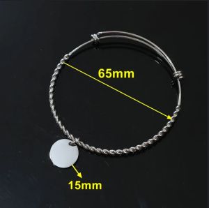 20Pcs Lot Inside 65mm Diameter Bangle With Heart and Round Disc Charms Fashion Bracelet Jewelry