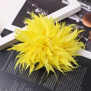GENENIC Elegant Feather Corsage Brooches Big Brooch Multicolor Flower Lapel Pins Women 18CM Feather Badge Wedding Party