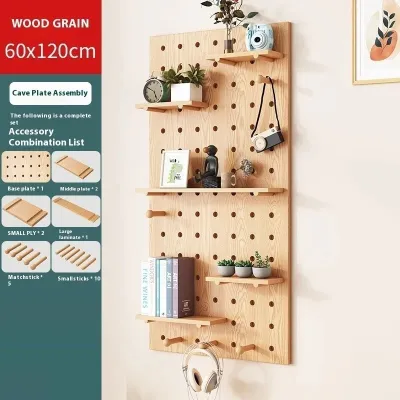 [Installation Service Available] Wooden Pegboard Organizer DIY Storage Display Panels Wall Hook Shelves