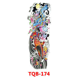 Janememory สติกเกอร์รอยสักขนาดใหญ่ลายสักบนหน้าอกแบบเต็มตัวสำหรับรอยสักชั่วคราวกันน้ำลายปลาและหมาป่าเสือ1ชิ้น