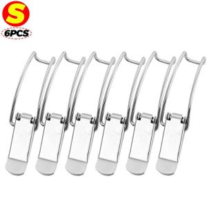 1/6PCS Stainless Steel Spring Loaded Latch Catch Hardware Wooden Box Fastening Clasp Cabinet Toggle Hasp Furniture Accessories