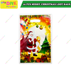 10 pcs Merry Christmas Loot Bags Multiple Designs Party Pearly Giveaways Gift Souvenier Xmas Lootbags Fillers Aesthetic Cute Santa