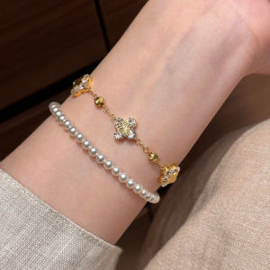 Explosive zircon four-leaf flower thousand gold wind bracelet niche light luxury high-end four-leaf flower fashion temperament versatile bracelet