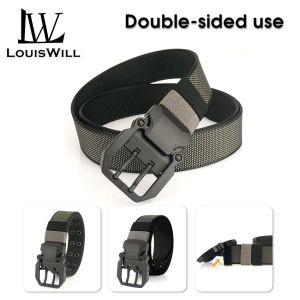 LouisWill Men Belt Outdoor Tactical Belt Double-Sided Use Adjustable Belt Rotating Buckle Nylon Waistband Two-Color Belt Youth Sports Canvas Pant Belt Simple Nice Waistband Nylon