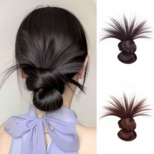 BNUE1 Kẹp càng cua Tóc giả đầu búi hoa Tóc tổng hợp Nối tóc Mảnh tóc giả Phụ kiện tóc Băng Đô Búi Tóc xoăn lộn xộn Phụ nữ