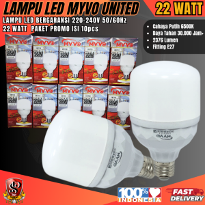 PAKET ISI 10 PCS Myvo United LED Bulb 22 WATT SNI / Lampu Bohlam LED Cahaya Putih Terang Maksimal 22 WATT Myvo United isi 10pcs