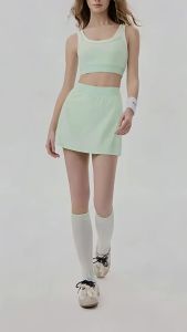 AE Womens tennis sports set with chest pads color-blocking cool-touch casual two-piece set anti-exposure Pilates yoga outfit