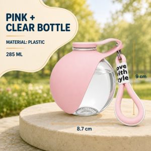 285ML Portable Dog Water Bottle Leakproof Foldable Bowl with Lanyard for Dogs & Cats