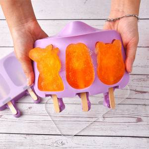 Happy แม่พิมพ์ไอศกรีมซิลิโคนสีม่วง ซิลิโคนพิมพ์ทำอาหาร แม่พิมพ์ทำไอติม รูปการ์ตูน food grade plasticIce cream mold