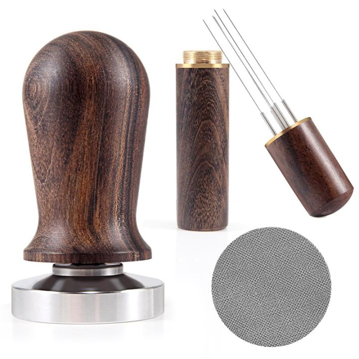 1Set 51mm Espresso Coffee Tamper&Stirrer Set-Wooden-Handle Spring ...