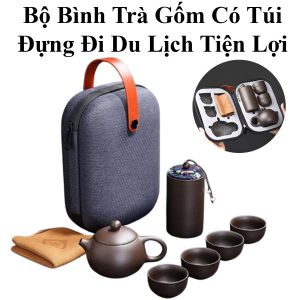 Bộ Bình Trà Gốm Có Túi Đựng Đi Du Lịch Tiện Lợi
