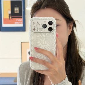 Cute Lace Rose Phone Case for iPhone 15 16 17 Pro Max Clear Shockproof Cover Aesthetic Kawaii Floral Case Girls