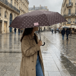 GENENIC U-Shaped Handle Polka Dot Umbrella Lightweight Dual-Use Sun Umbrella Portable 8-Rib Manual UV Protection Umbrella Travel