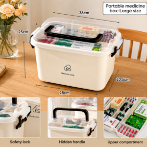 Nearra Large‑capacity Medicine Box Organizer Multi Purpose Family First Aid Kit Medical Storage