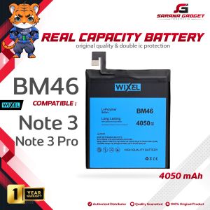 WIXEL ORIGINAL Baterai XiaoMi BM46 Redmi Note 3 / Note 3 Pro Real Capacity Battery 100% HP Handphone BM 46 Batre Batrai
