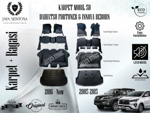 Karpet Mobil Kijang Innova Reborn Dan Toyota Fortuner 2005-2023 + Alas Kaki Karpet 5D New Model