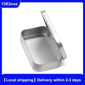 【Local shipping】 Metal Rectangular Empty Mini Tin Box Tinplate Push Candy Cases Bins Jar Hinged Containers Small Organizer Storage Box