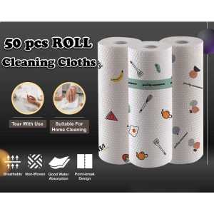 50 Sheets/Roll Cleaning Cloths Lazy Rags Dry Washable Disposable Dish Paper Towel Cloth for Kitchen
