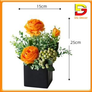 Bình Hoa Mini Để Bàn Phòng Khách Hoa Giả Decor Mẫu Đơn Mix Quả Trang Trí Nhà Cửa DC-130