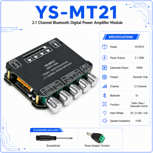 【in stock】 ZK/YS-MT21 50W*2+100W 2.1 Channel Bluetooth 5.1 Subwoofer Amplifier Board Power Audio Stereo