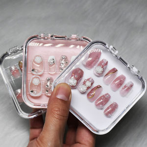 [nuwg] Nail Art Organizer nhựa trong suốt bao bì hộp Nail tăng cường lưu trữ trang sức vòng cổ hiển thị Hộp quà tặng