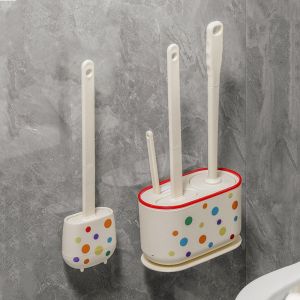 SIDSI Modern Toilet Plunger Bowl Brush Nail-free Wall Mounted Toilet Brush Holder Rack Crevice Brush Compact Toilet Brush Set Bath Accessories