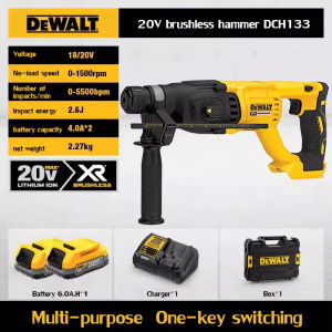 Dewalt DCH133 20V MAX Brushless Lithium-Ion SDS Plus 1 in. Cordless D-Handle Rotary Hammer With battery charger and tool casea