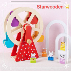 Ferris Wheel Carnival Wooden Toy Pre-Assembled Wooden Ferris Wheel Toy with Sturdy Wood Construction