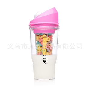 Portable Dry And Wet Separation Plastic Grain Cup Transparent Plastic Cups Plastic Cup Wet And Dry Separation Durable Detachable Reusable Ecofriendly Plastic Material Plastic Tableware Work Portable Plastic Cereal Cup