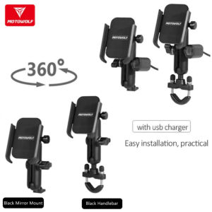 Holder HP Motor Stang  Motowolf V3 Phone Holder Motor Spion 360  Alloy
