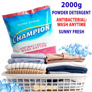 Supra Power Champion Antibacterial Laundry Powder Detergent 2000g(2kg) - Sunny Fresh Scent Hypoallergenic Antibacterial Antibacterial Wash Anytime - KZL AP&AT
