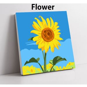 730Baby Kid Number Painting With Frame 20x20cm Kit Acrylic Canvas Oli Paint DIY Digital Painting Wall Art Lukisan Nombor