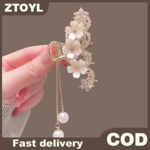 ZTOYL Kẹp tóc kim loại kẹp tóc kẹp tóc ở phía sau đầu hoa nhài Ngọc Trai nạm kim cương thanh lịch