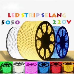 Paket Lampu led strip selang SMD 5050 220v 10M 15M 20meter lampu led strip udah termasuk colokan