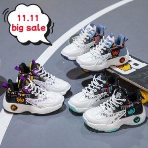 (Free socks)New basketball shoes for kids boys high top rubber braided basketball shoes for kids size 28-40