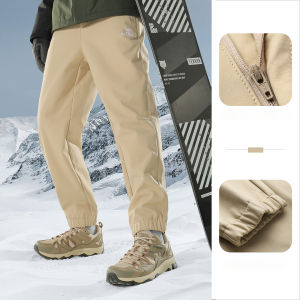 Camel mens outdoor soft shell pants winter windproof water repellent plus velvet pants